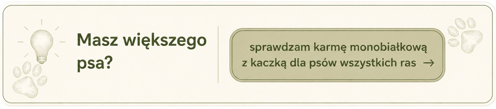 Baner zachęcający do sprawdzenia monobiałkowej karmy Dog Family z kaczką dla psów wszystkich ras.