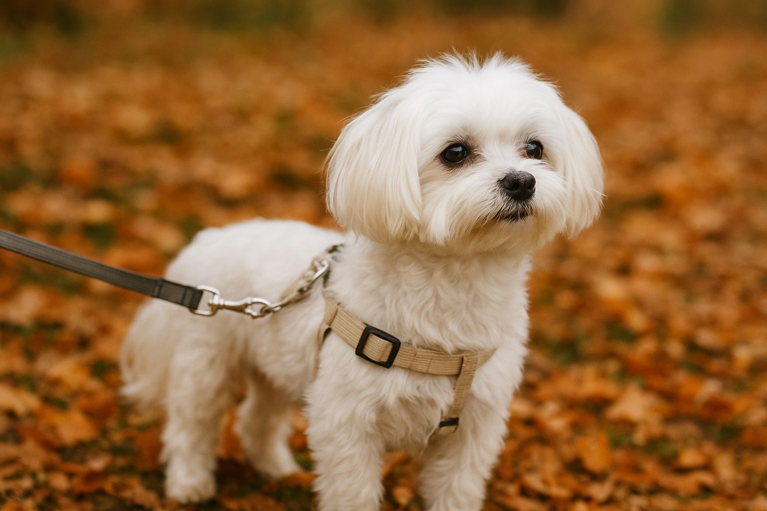 maltańczyk na spacerze - wrażliwy pies z tendencją do alergii